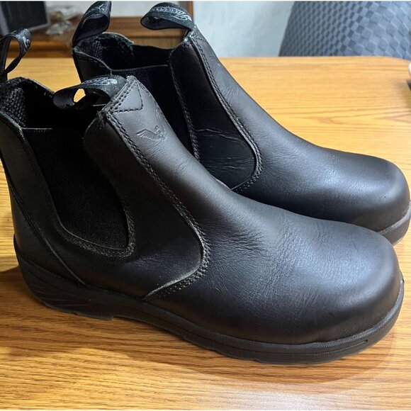 Thorogood Mens Black Leather Slip-On Work Boots Size 7W woman’s size 9W - Picture 2 of 5